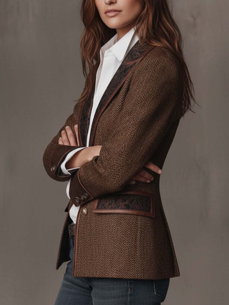 Francesca | Blazer mit Bedruckten Einsätzen im Fischgrätmuster – Bild 3