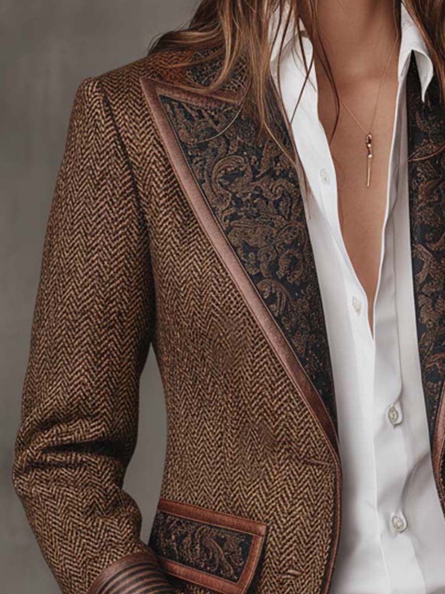 Francesca | Blazer mit Bedruckten Einsätzen im Fischgrätmuster – Bild 5