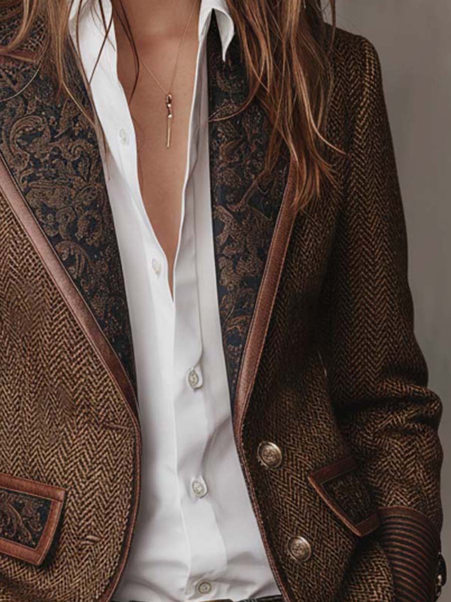 Francesca | Blazer mit Bedruckten Einsätzen im Fischgrätmuster – Bild 7