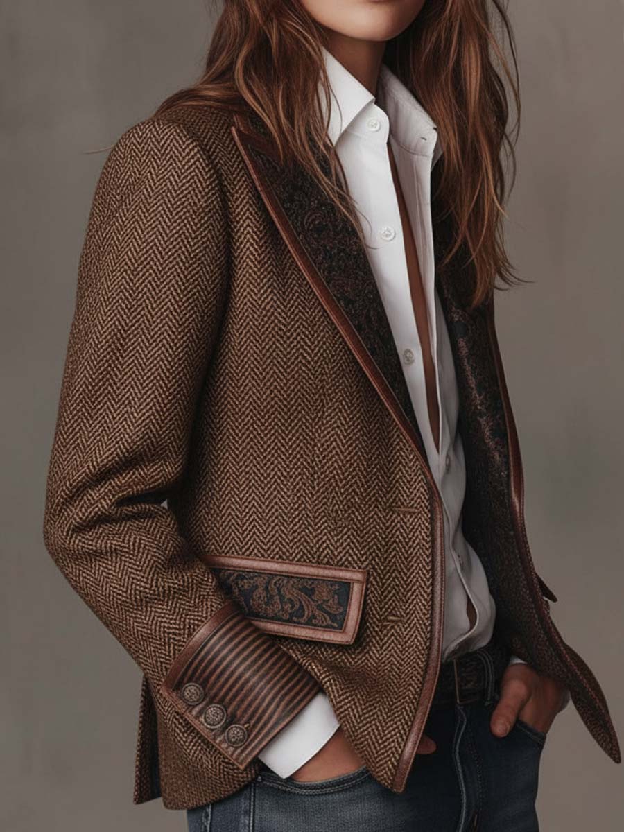 Francesca | Blazer mit Bedruckten Einsätzen im Fischgrätmuster – Bild 9