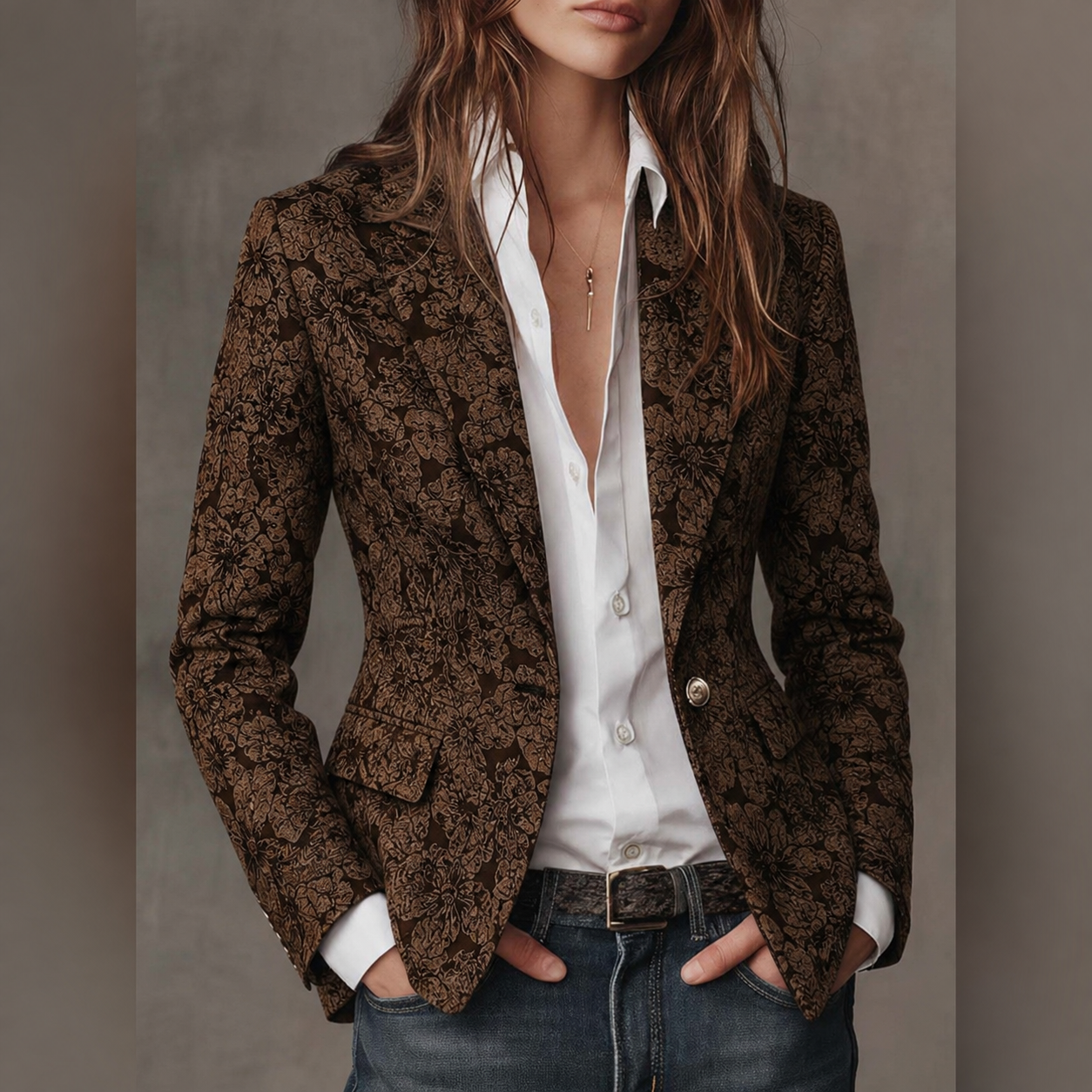 Loretta | Blazer Jacquard aus Cashmere Enganliegend – Bild 1