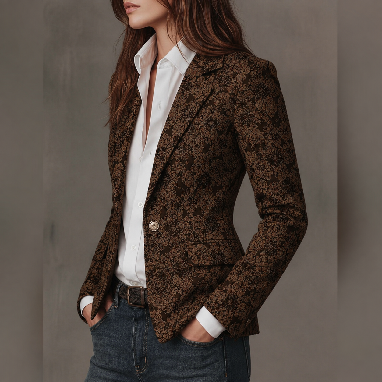 Loretta | Blazer Jacquard aus Cashmere Enganliegend – Bild 7