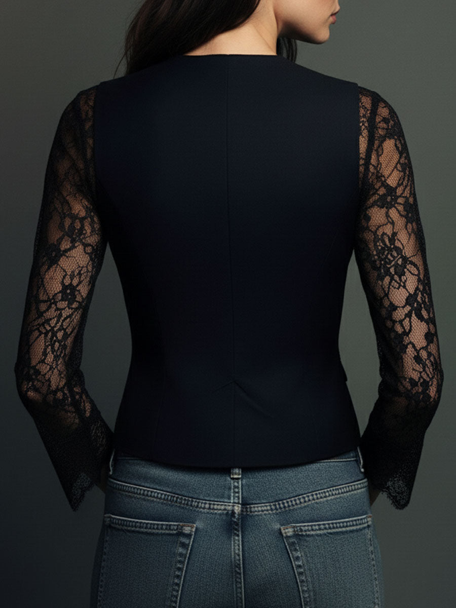 Vittoria | Blazer Schwarz mit Halbtransparenten Ärmeln – Bild 12
