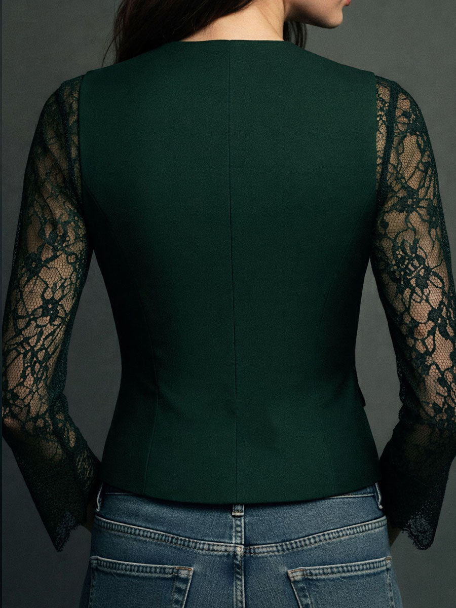 Vittoria | Blazer Schwarz mit Halbtransparenten Ärmeln – Bild 15