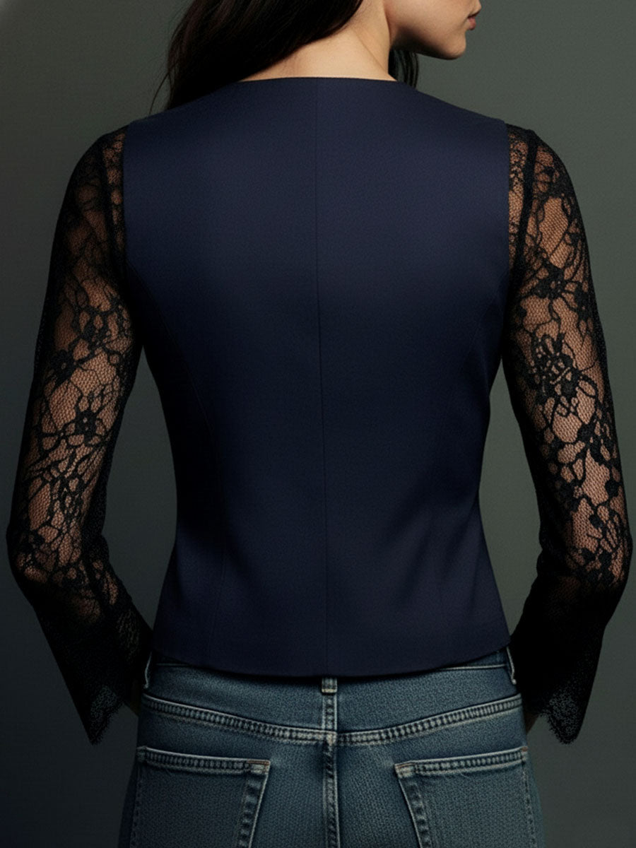 Vittoria | Blazer Schwarz mit Halbtransparenten Ärmeln – Bild 16