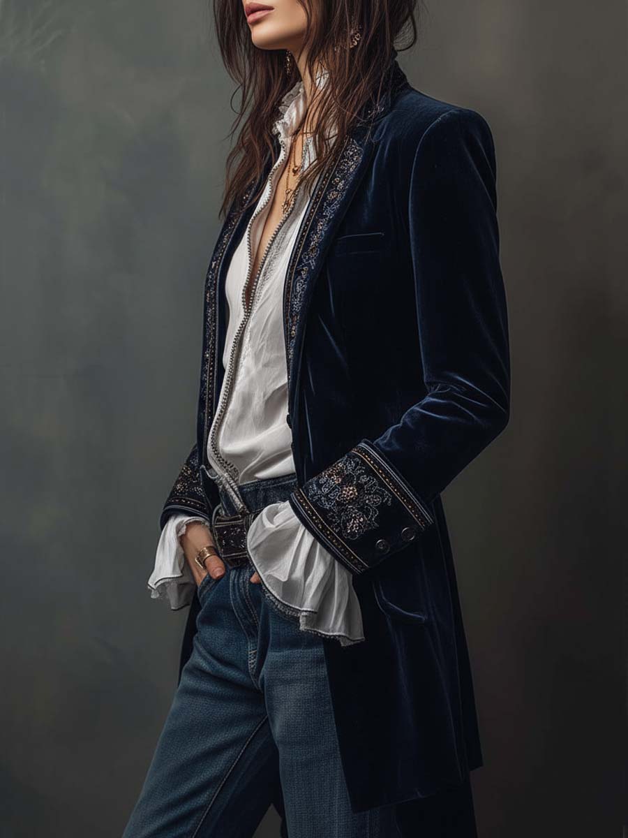 Chiara | Lange Bestickte Vintage-Jacke – Bild 7