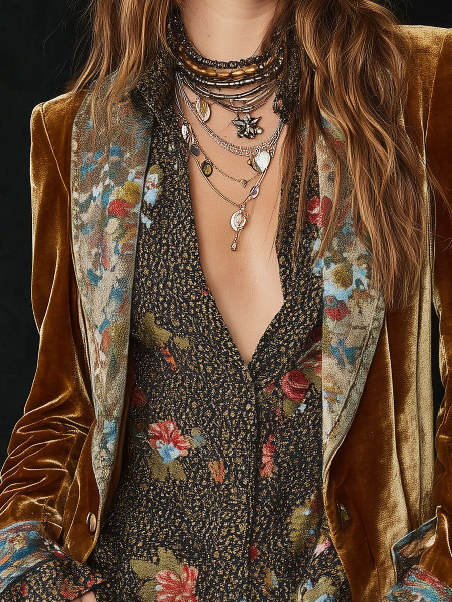 Anna | Blazer Patchwork mit Vintage Blumenmuster–Bild3