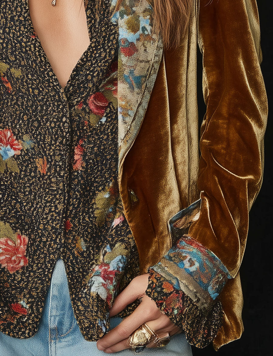 Anna | Blazer Patchwork mit Vintage Blumenmuster–Bild4