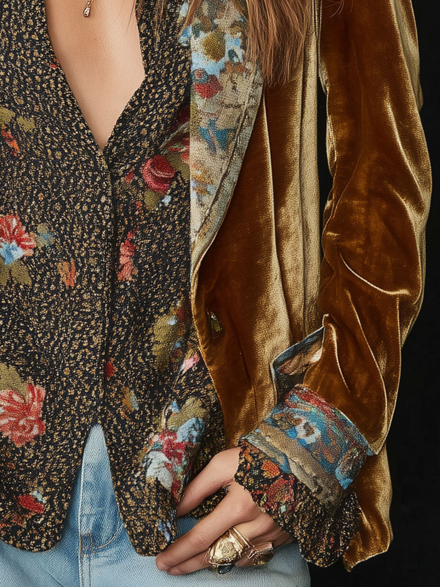 Anna | Blazer Patchwork mit Vintage Blumenmuster–Bild4