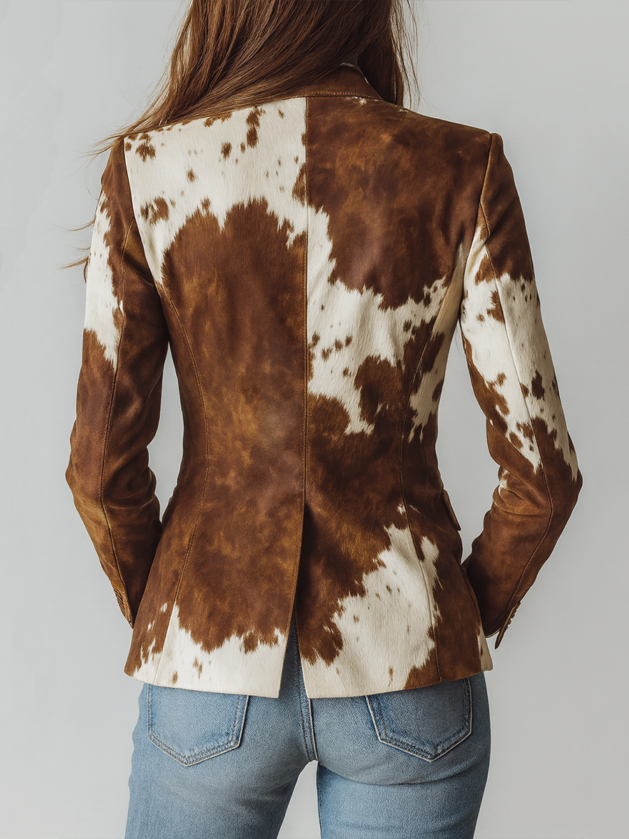 Alessia | Vintage Blazer mit Kuhmuster aus umweltfreundlichem Material–Bild2
