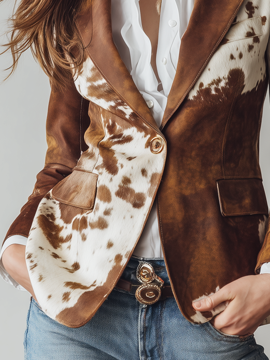 Alessia | Vintage Blazer mit Kuhmuster aus umweltfreundlichem Material–Bild5