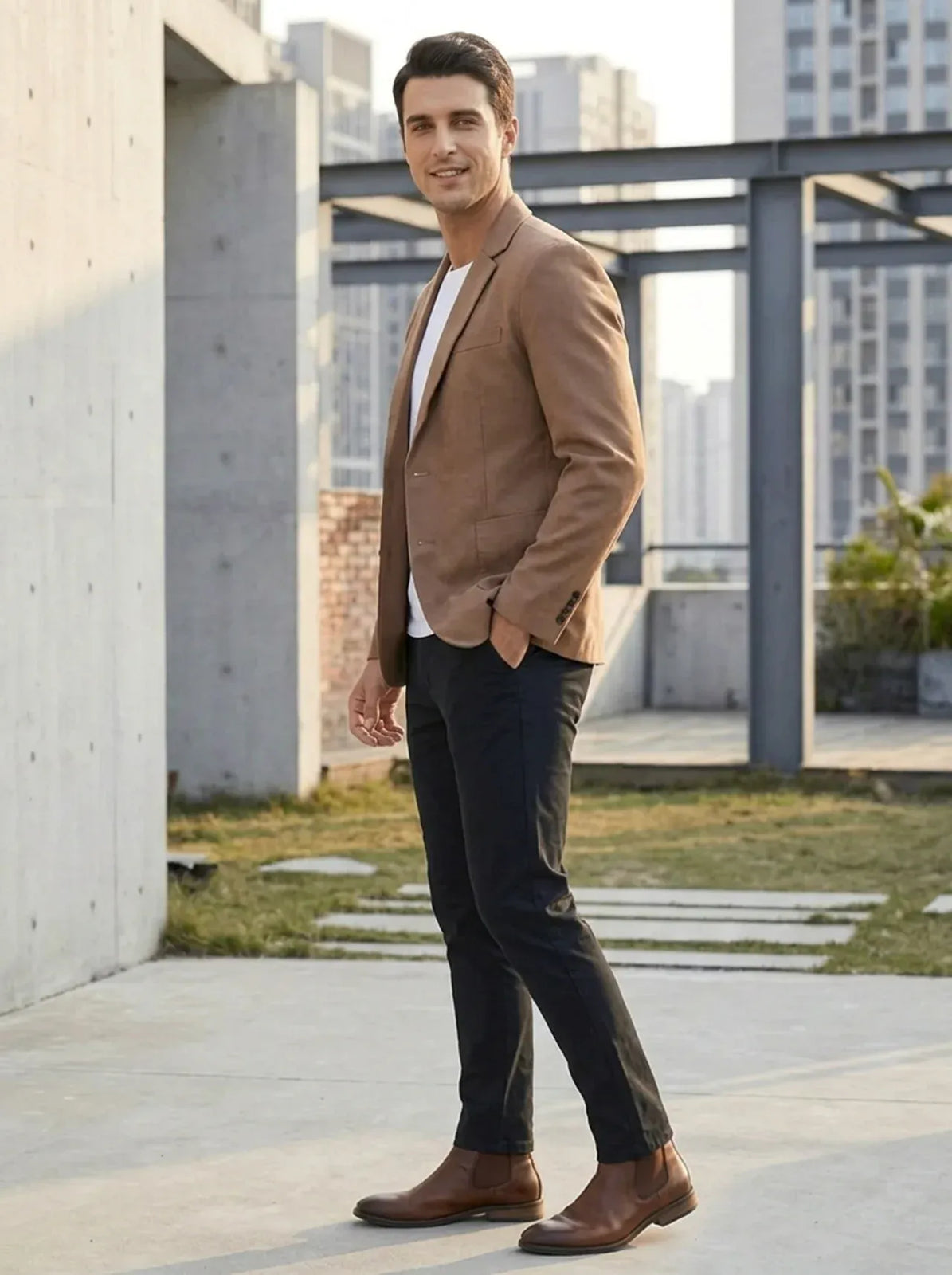 Kingston – Simple Two-Button Blazer Light brown