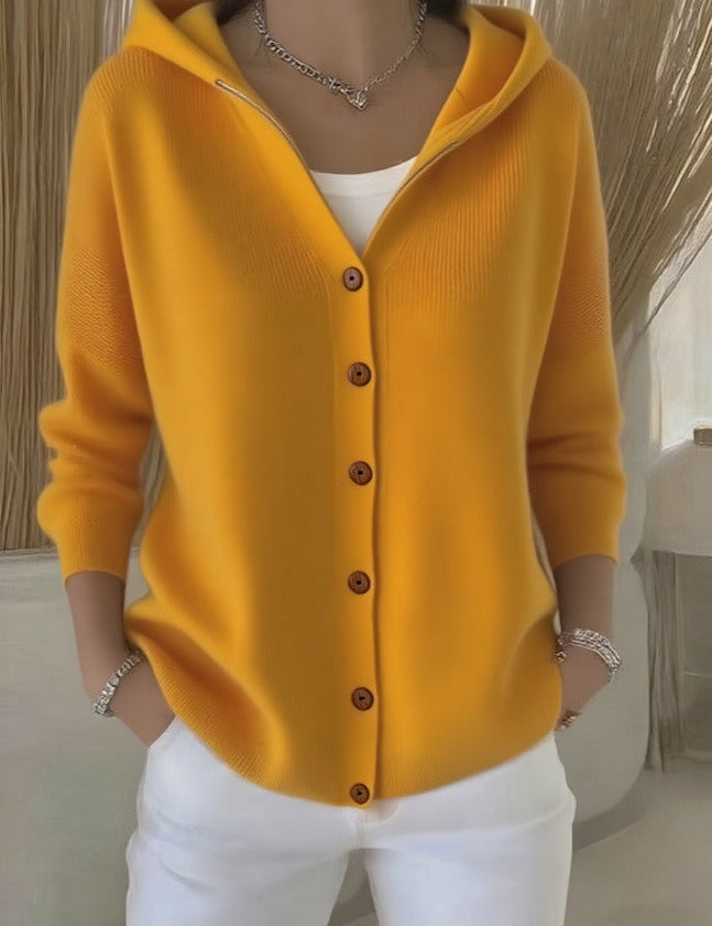 Elena-Mihaela | Weicher Cardigan mit Kapuze