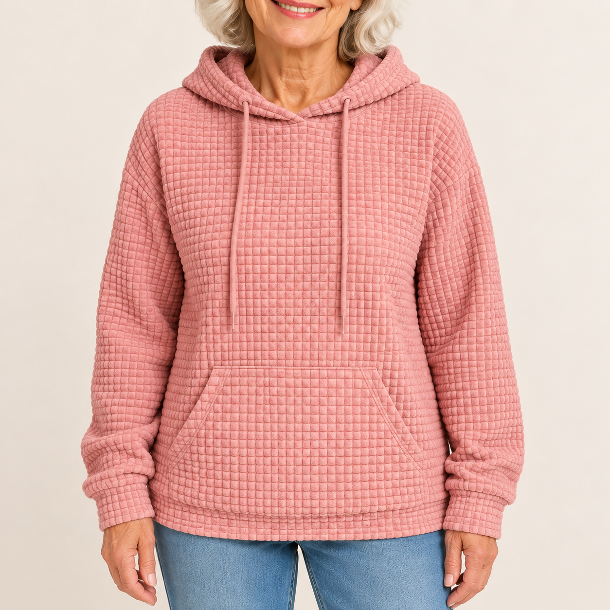 Ina – Strukturierter Hoodie – Rosa Produktansicht