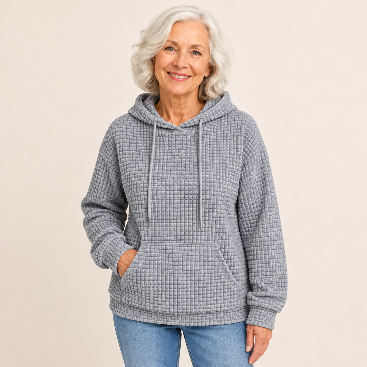 Ina – Strukturierter Hoodie – Grau