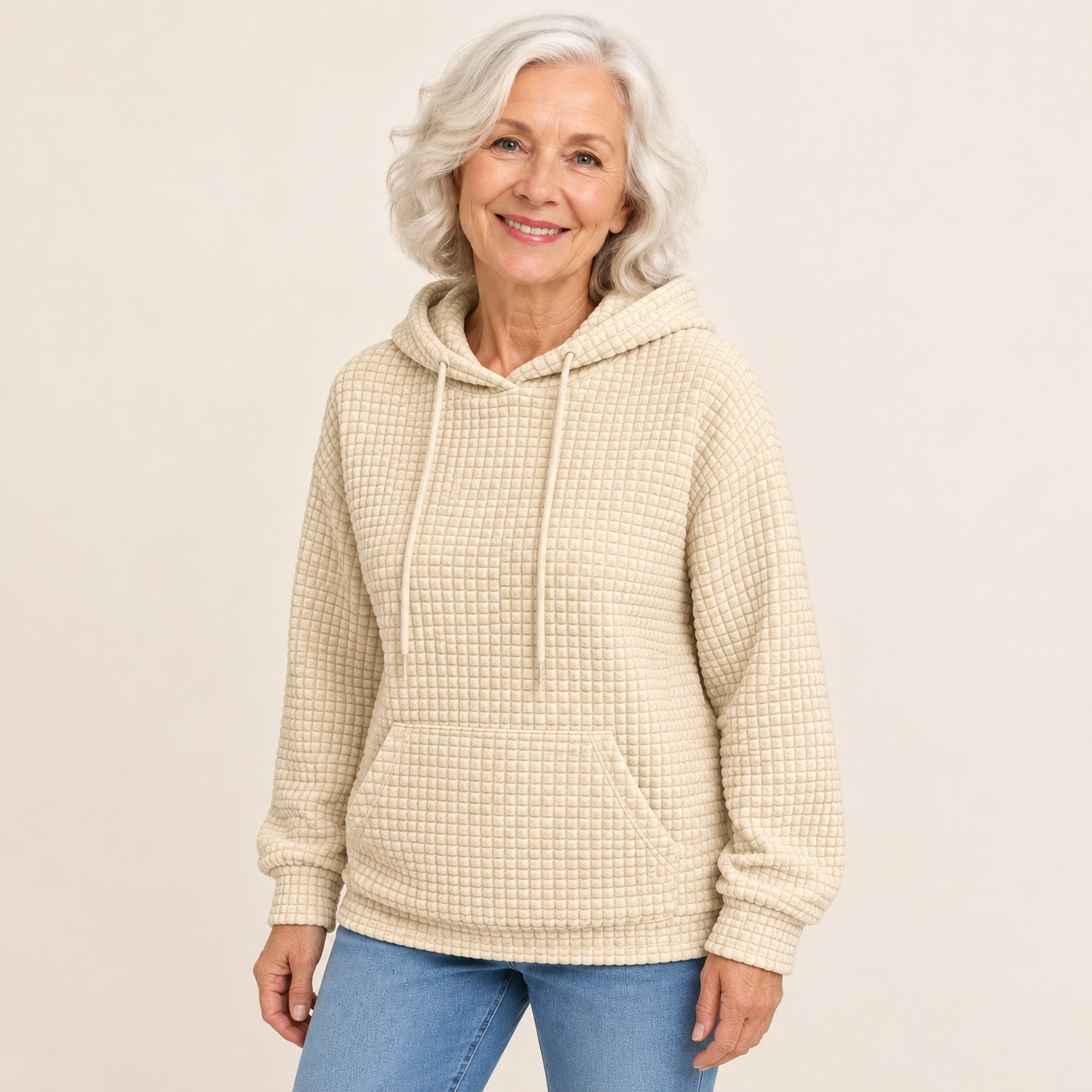Ina – Strukturierter Hoodie – Beige