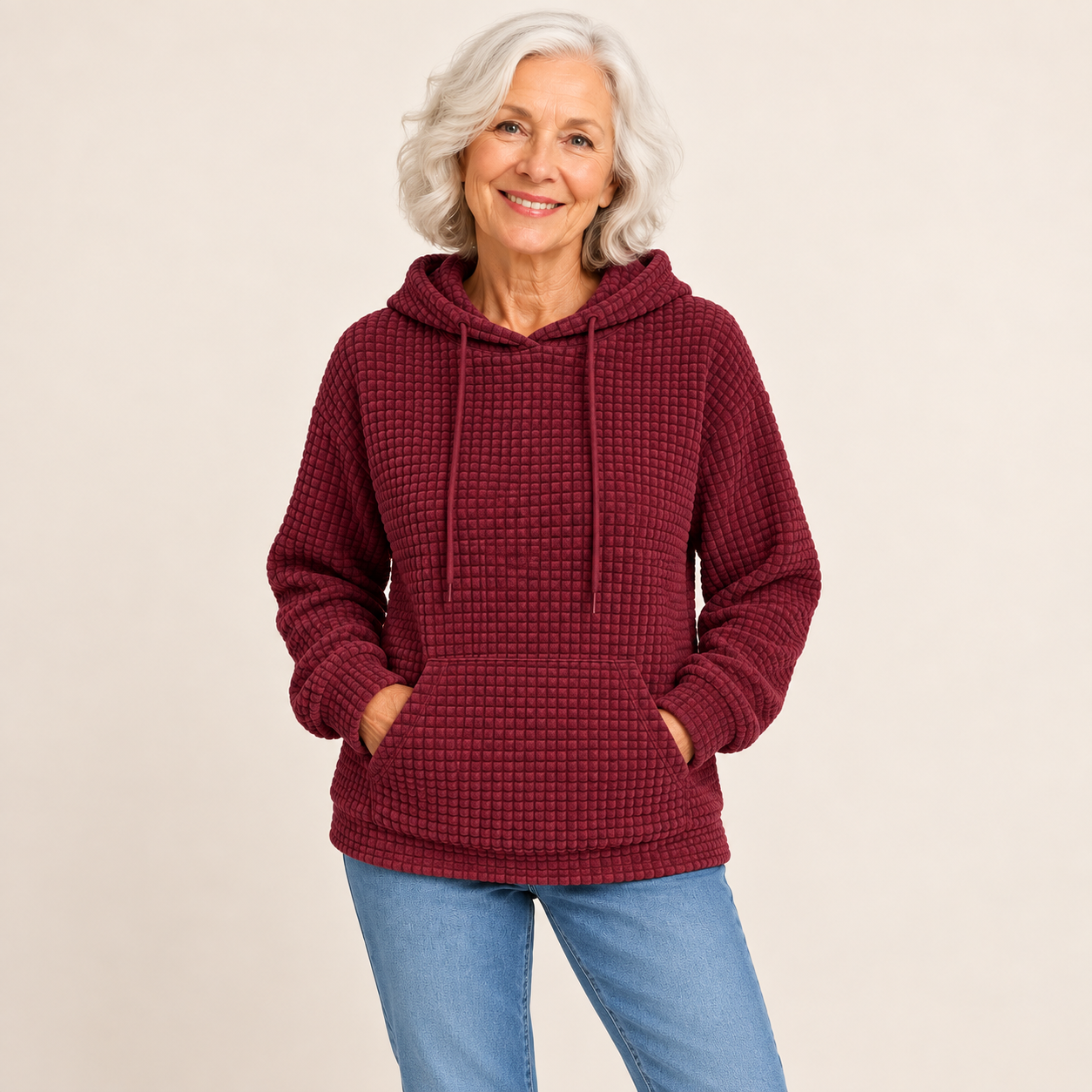 Ina – Strukturierter Hoodie – Burgund