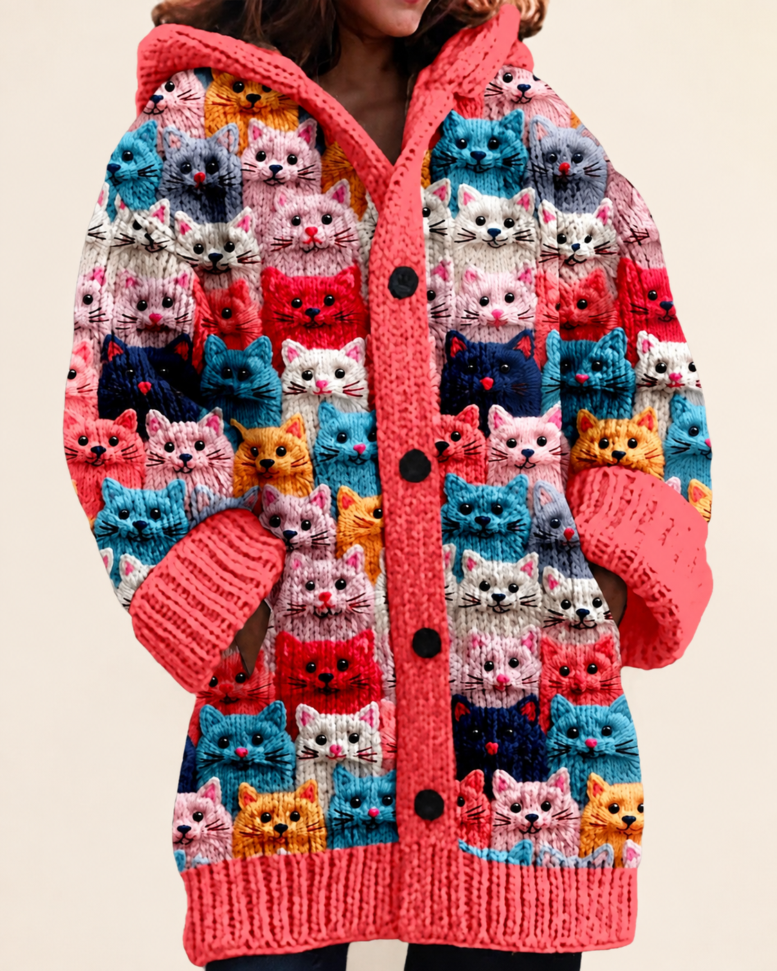 Isabella | Cardigan mit Katzenmotiv – uniforme Produktaufnahme