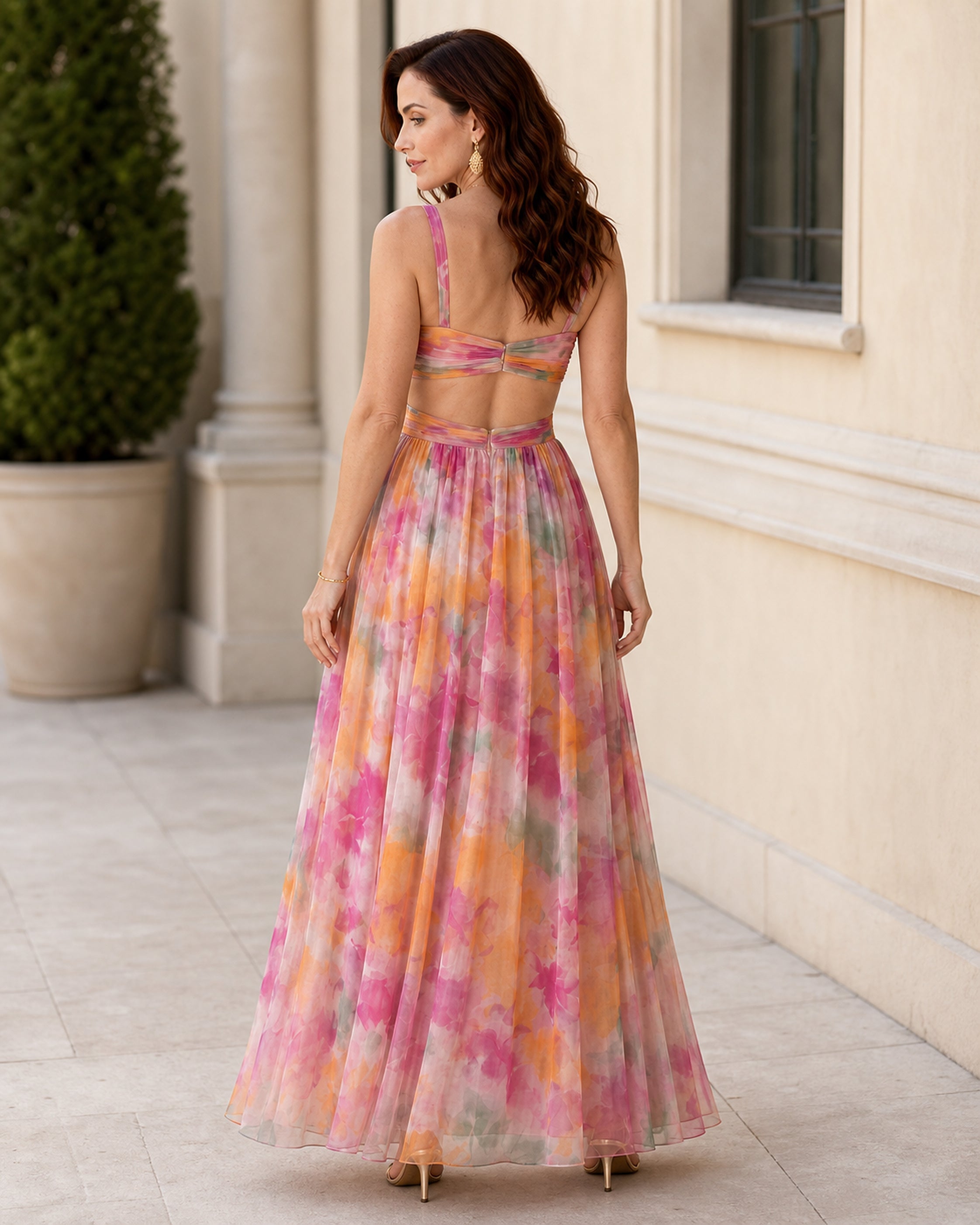 Rochie maxi Isel multicolor, vedere din spate