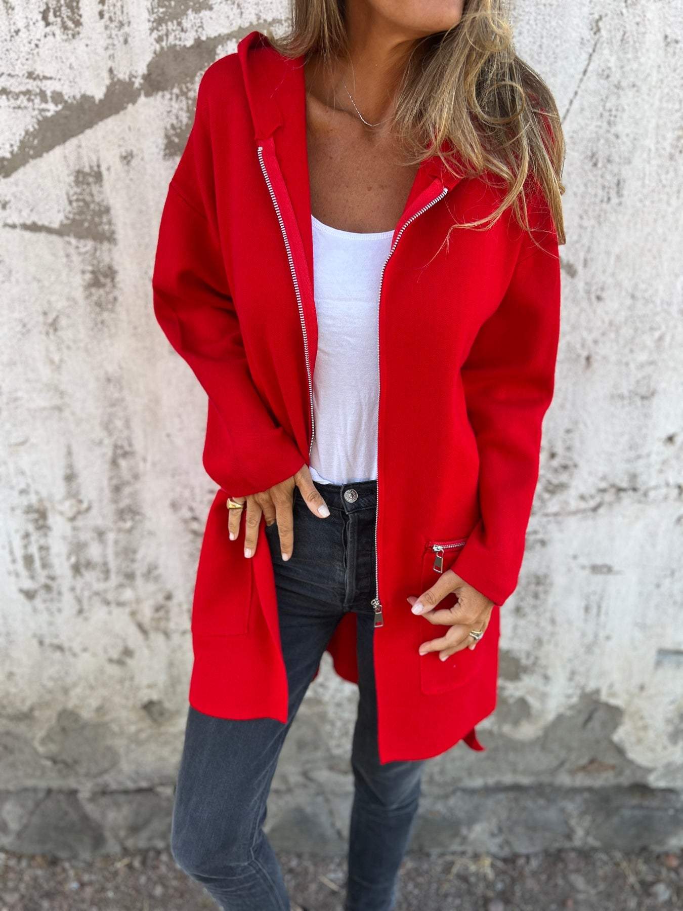 Olivia | Langer Cardigan Cardigan mit Kapuze – Bild 2