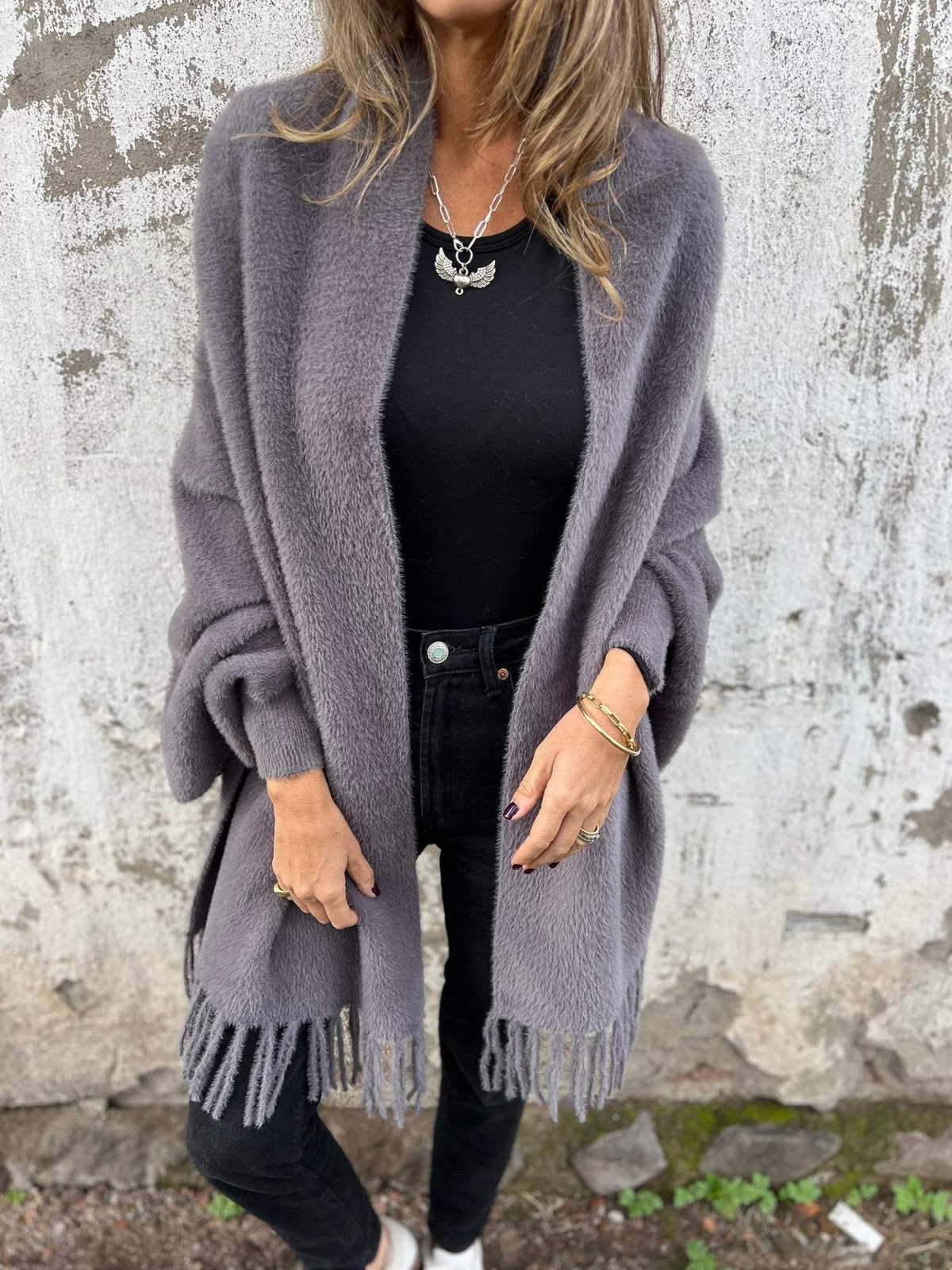 Hannah | Eleganter lang-Sleeved Wrap Pullover – Bild 1