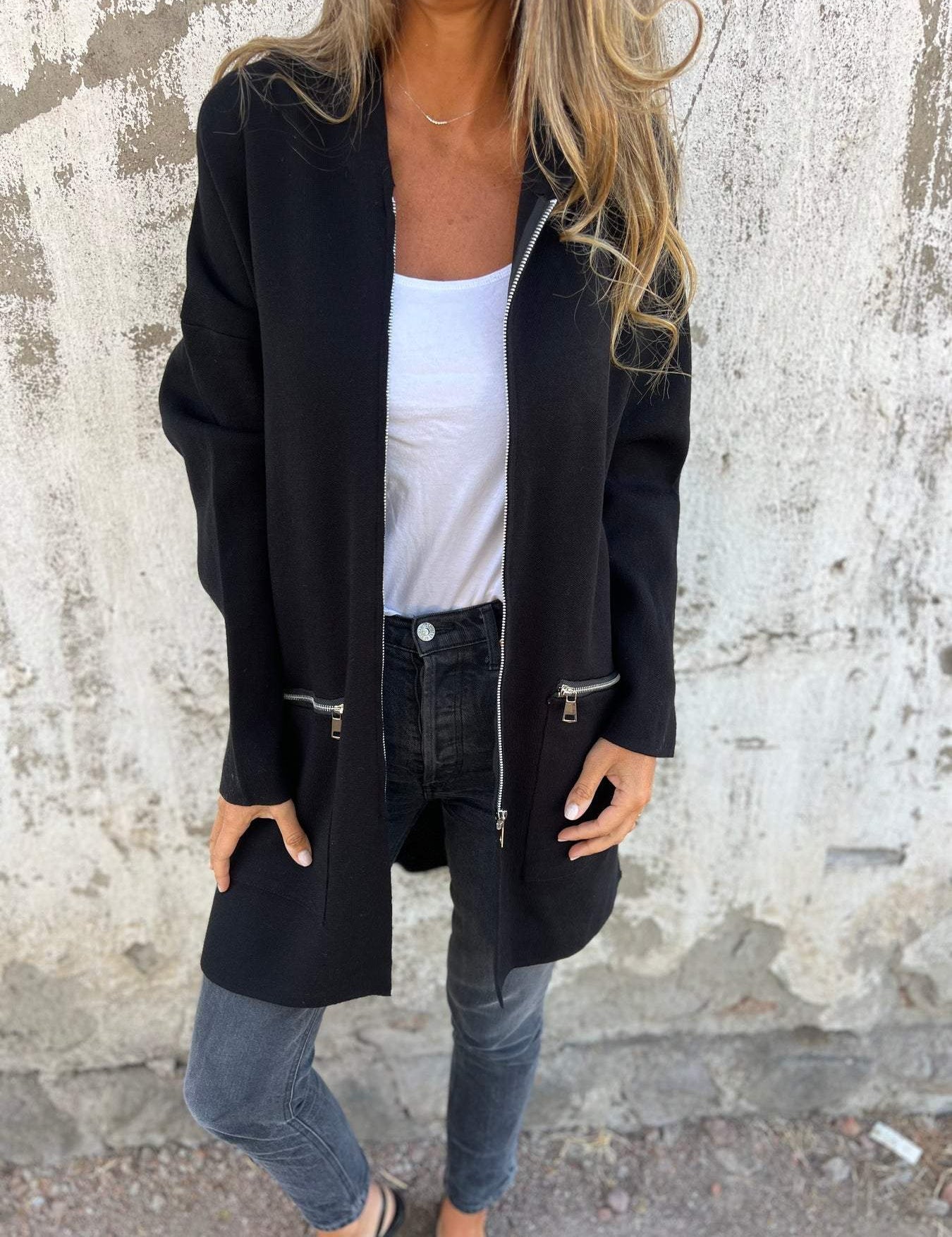 Olivia | Langer Cardigan Cardigan mit Kapuze – Bild 3