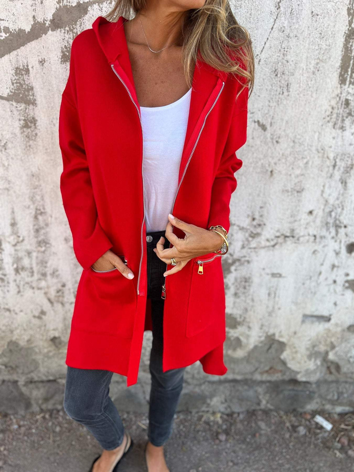 Olivia | Langer Cardigan Cardigan mit Kapuze – Bild 1