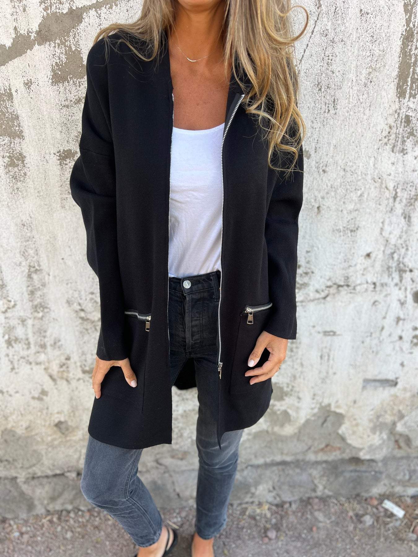 Olivia | Langer Cardigan Cardigan mit Kapuze – Bild 3
