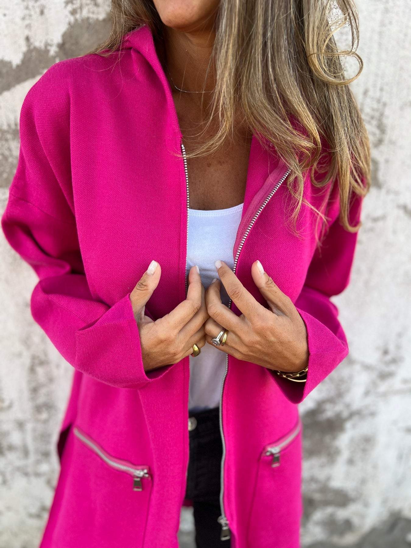 Olivia | Langer Cardigan Cardigan mit Kapuze – Bild 9