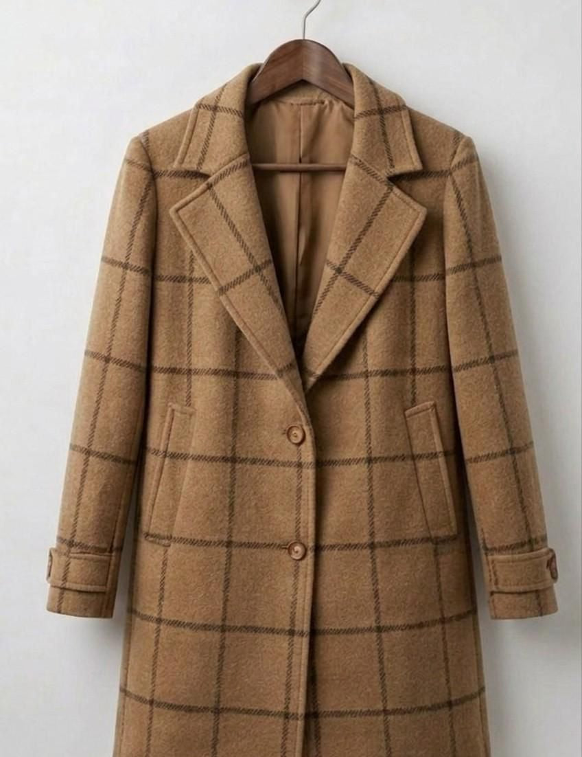Judith - palton lung din tweed în carouri - imagine 9