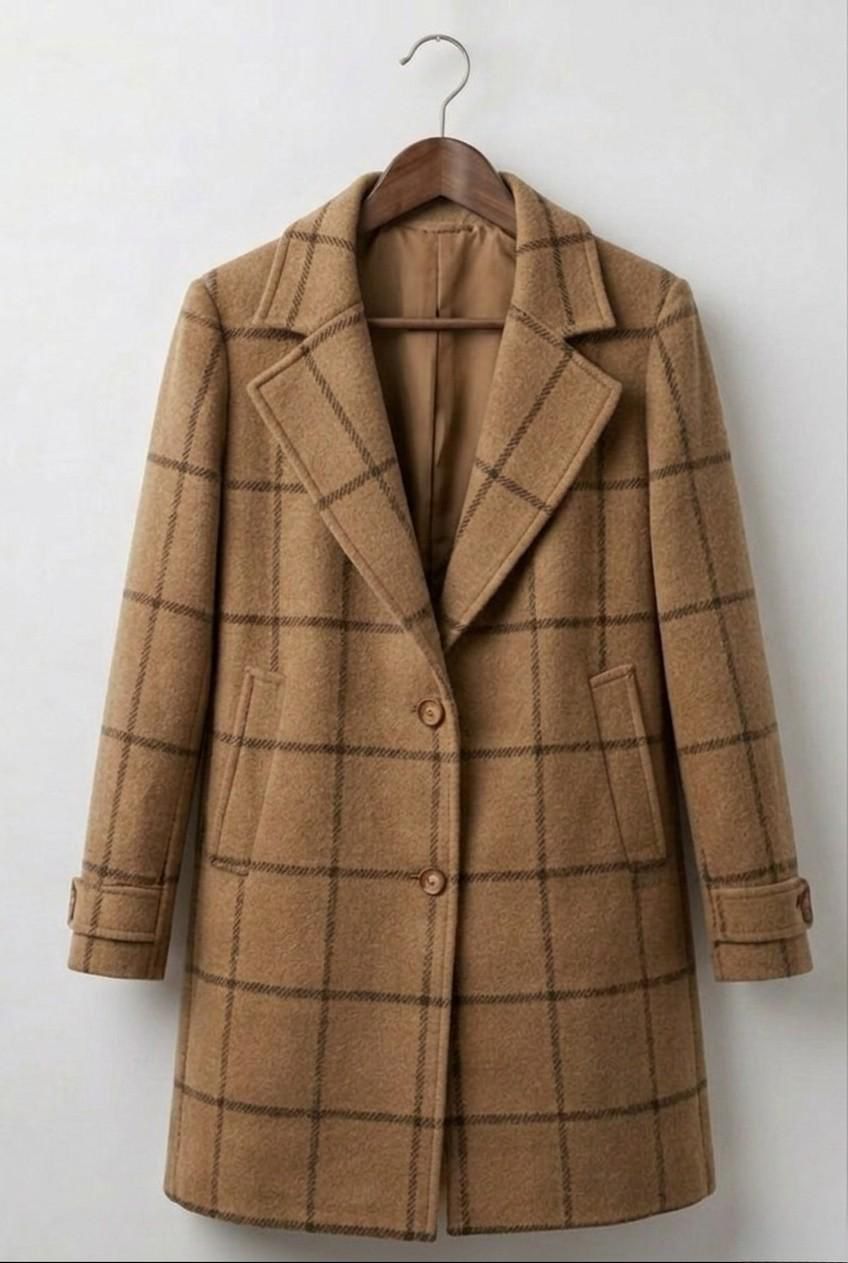 Judith - palton lung din tweed în carouri - imagine 9