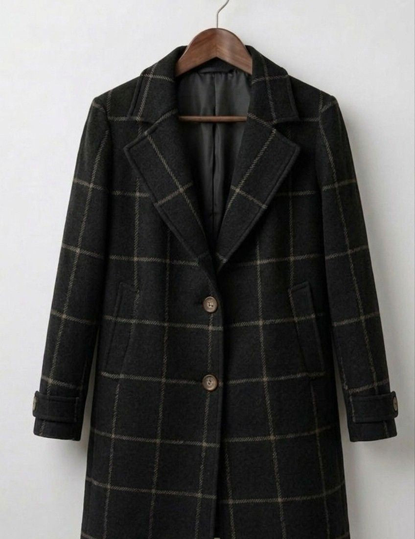 Judith - palton lung din tweed în carouri - imagine 10