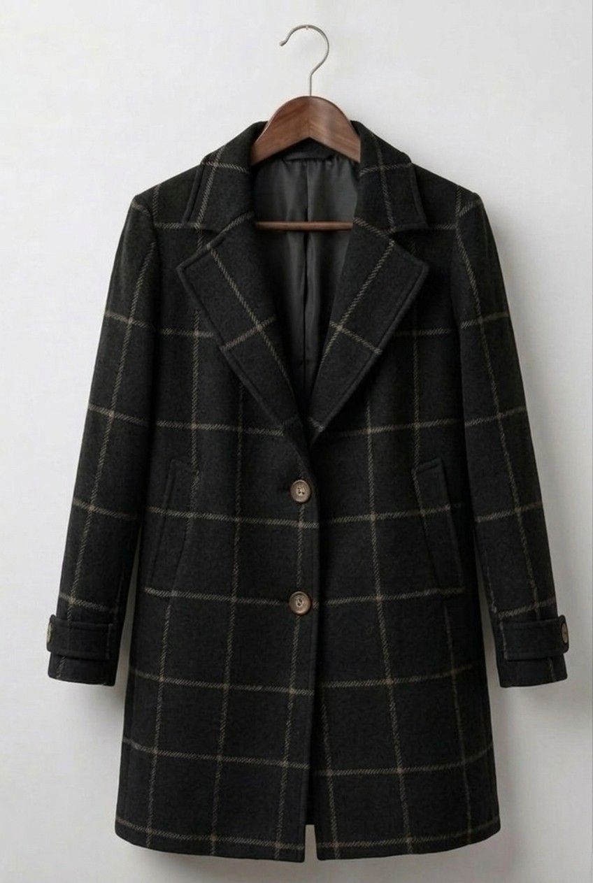 Judith - palton lung din tweed în carouri - imagine 10