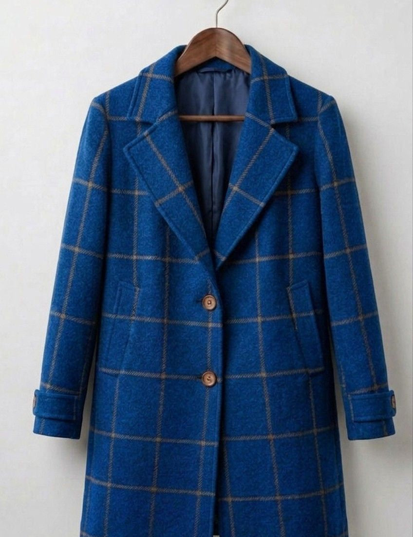 Judith - palton lung din tweed în carouri - imagine 11