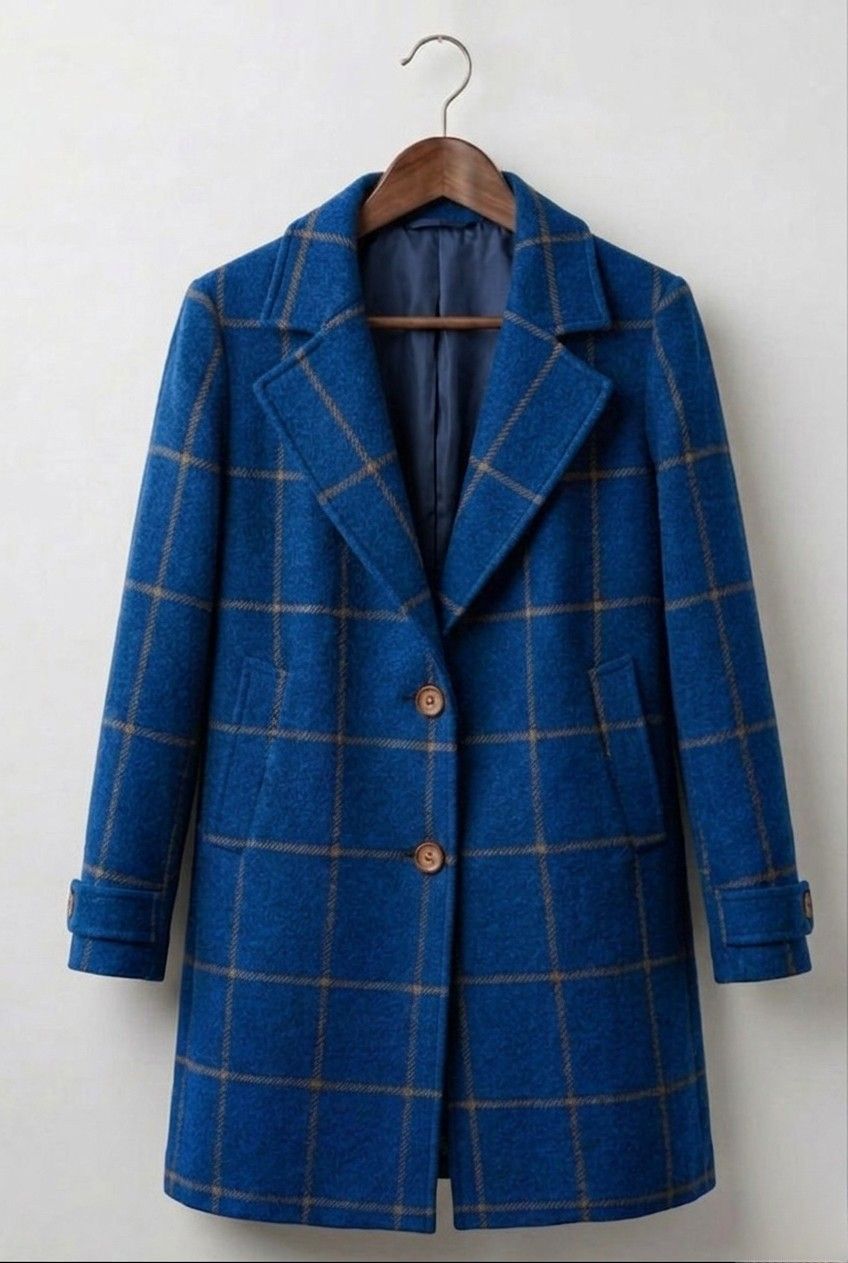 Judith - palton lung din tweed în carouri - imagine 11