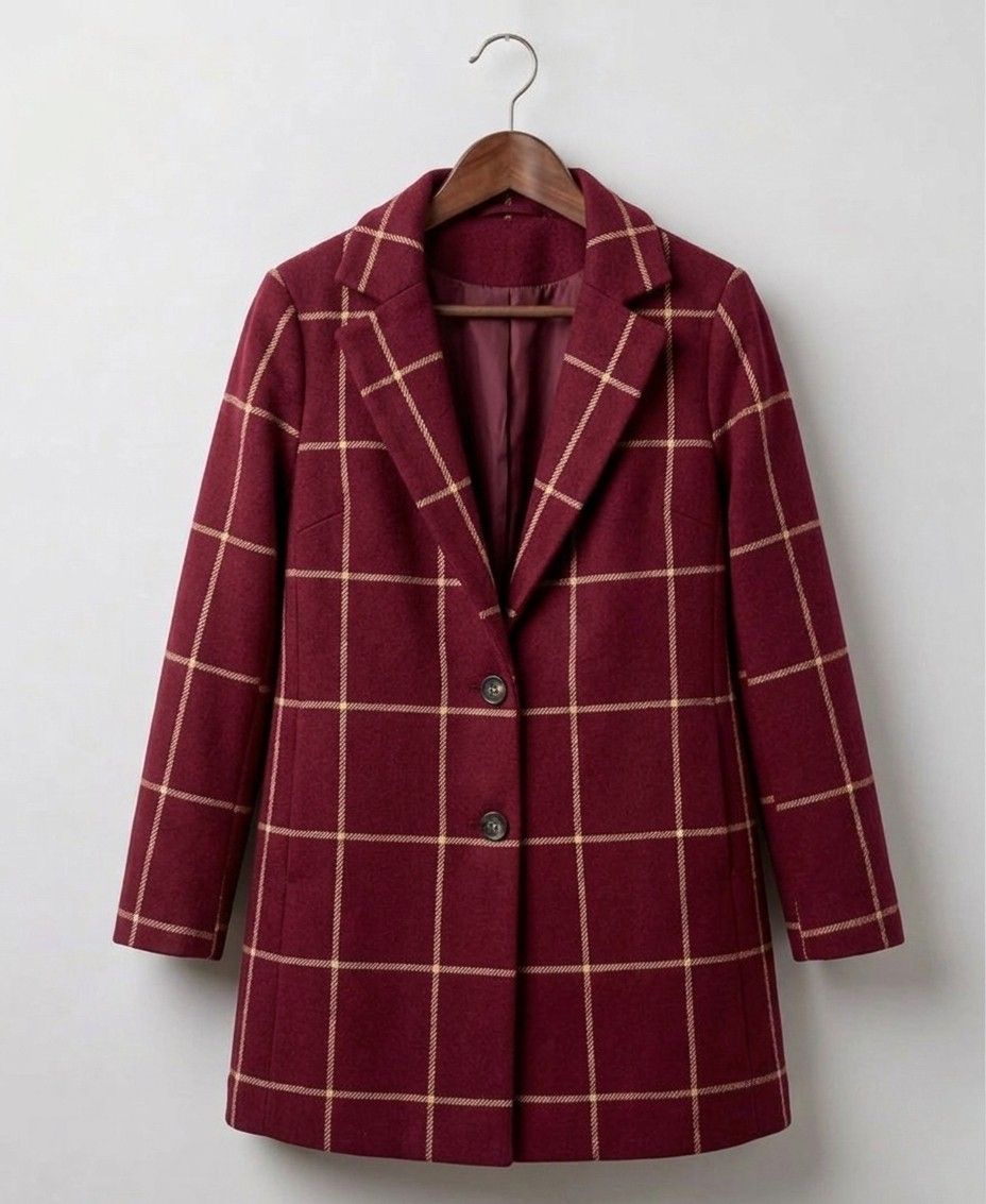 Judith - palton lung din tweed în carouri - imagine 12