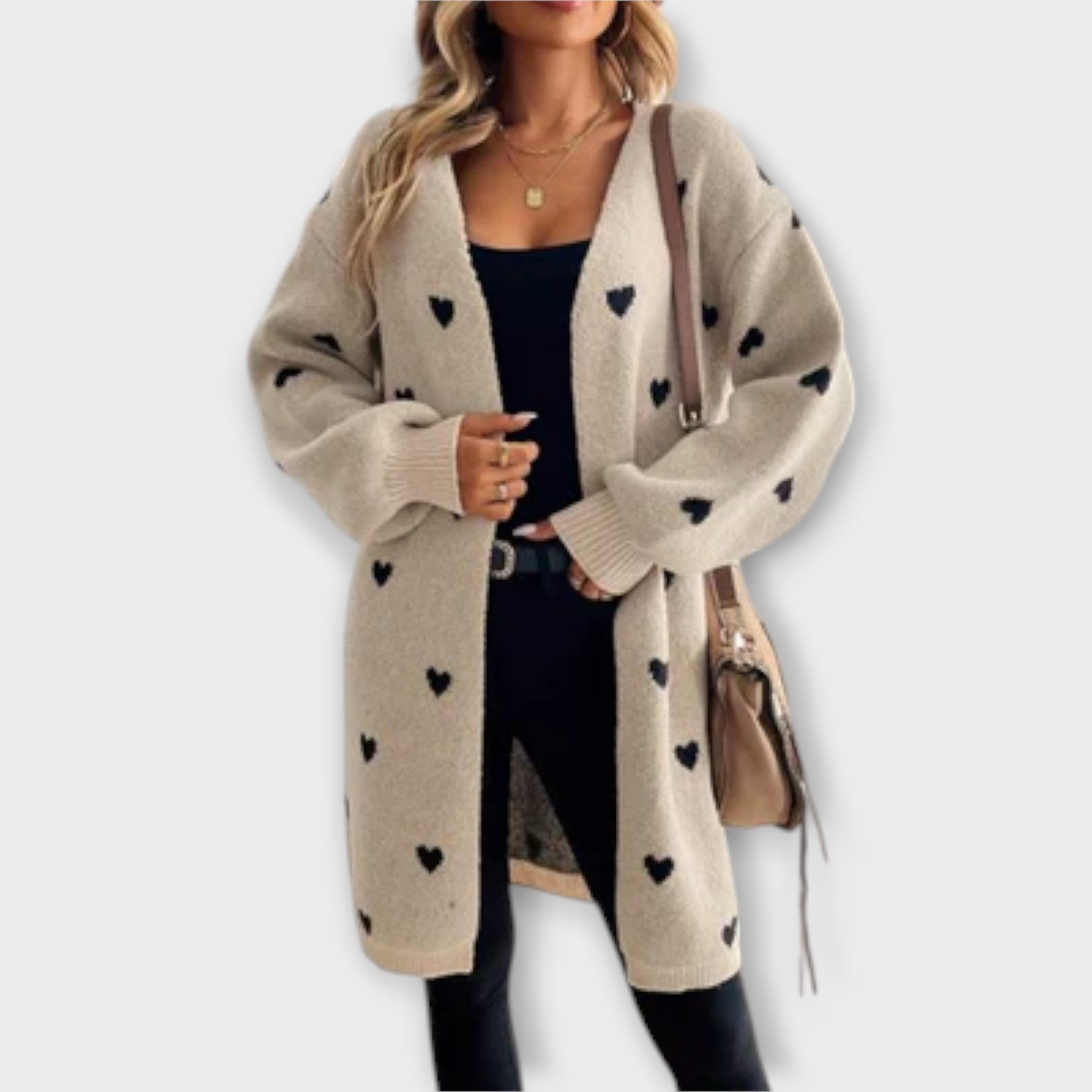 Julia - cardigan tricotat cu model de inimioare - imagine 1