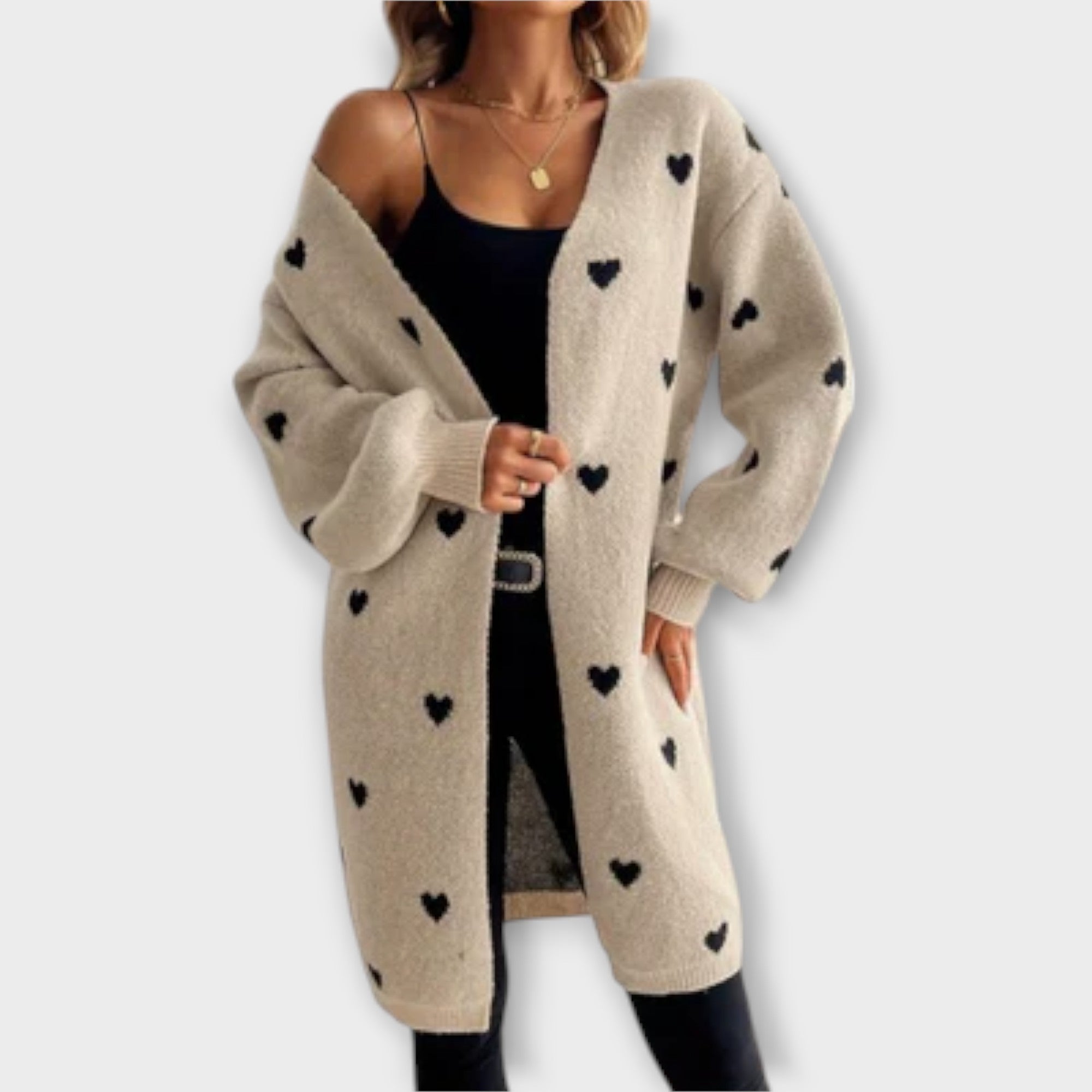 Julia - cardigan tricotat cu model de inimioare - imagine 2