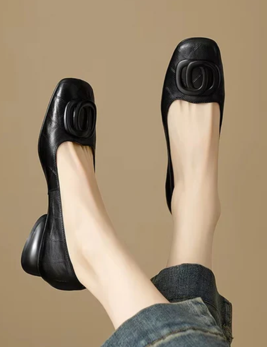 Ombeline | Lederballerinas mit eckiger Spitze