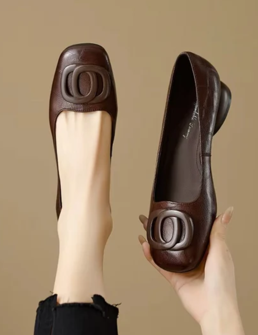 Ombeline | Lederballerinas mit eckiger Spitze