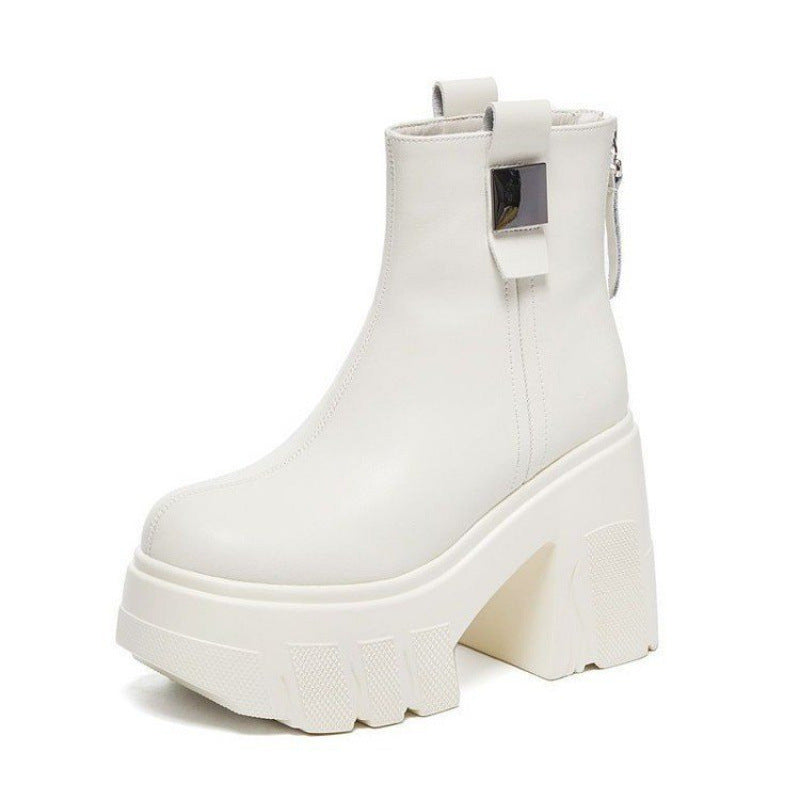 Séverine | Plateau-Stiefeletten mit Blockabsatz und hinterem Reißverschluss
