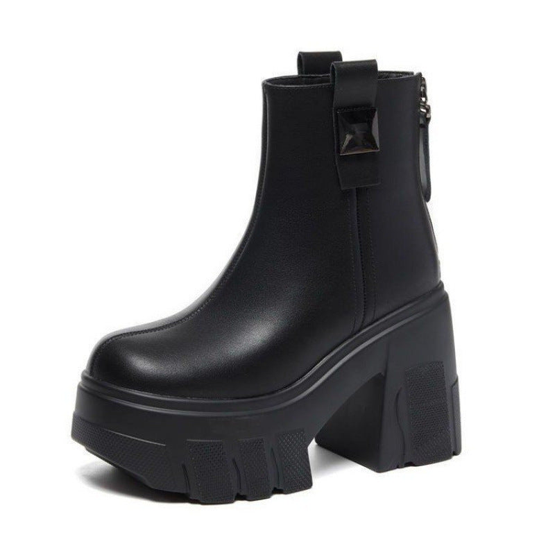 Séverine | Plateau-Stiefeletten mit Blockabsatz und hinterem Reißverschluss