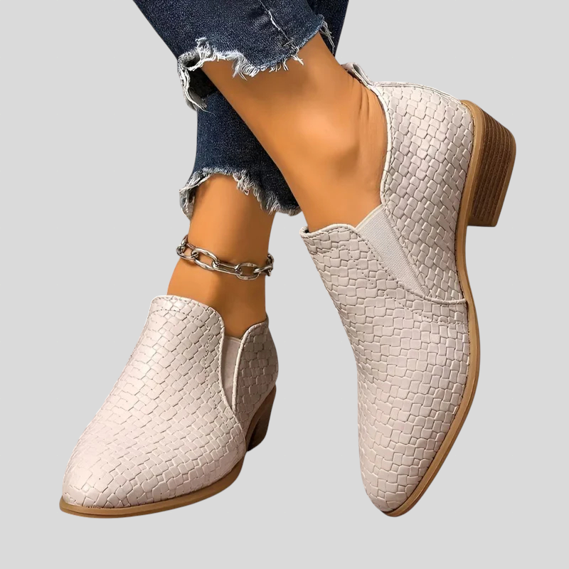 Estelle | Geflochtene Stiefeletten mit Blockabsatz