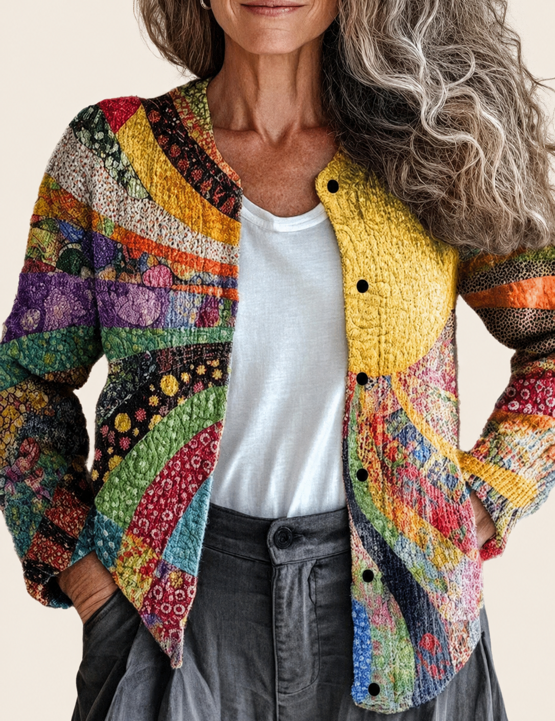 Liesl | Cardigan mit 3D-Motiv – uniforme Produktaufnahme