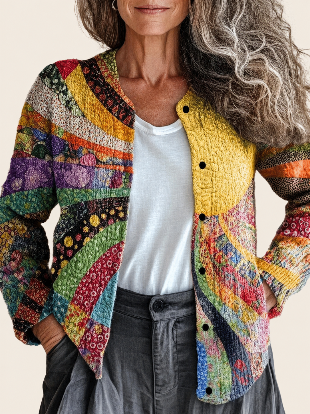 Liesl | Cardigan mit 3D-Motiv – uniforme Produktaufnahme