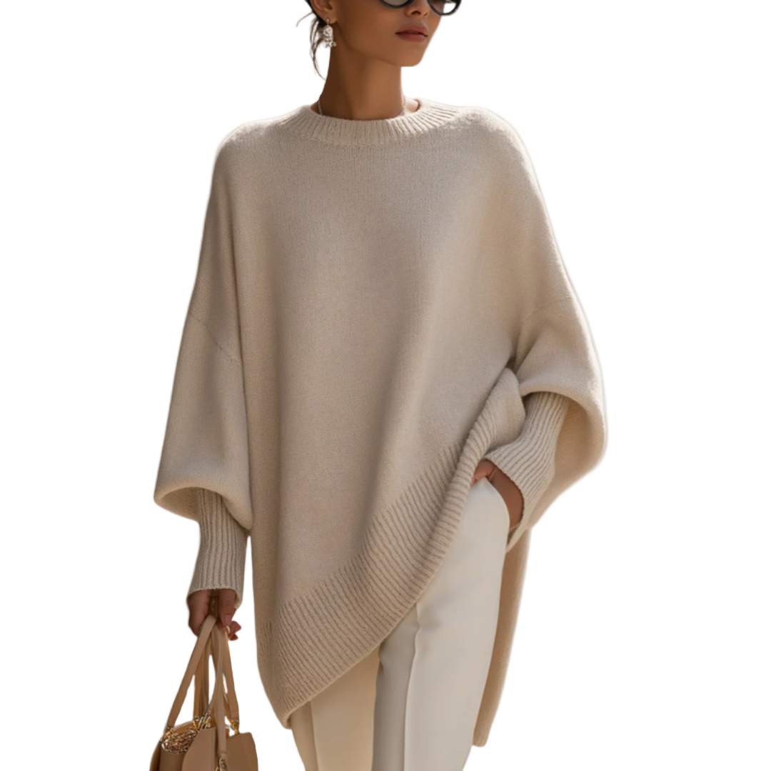 Livia - pulover poncho oversize, bej