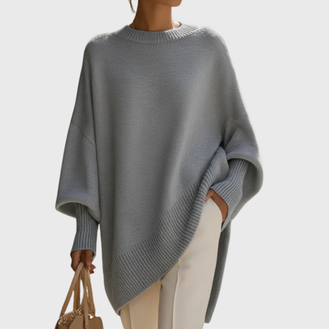 Livia - pulover poncho oversize, gri