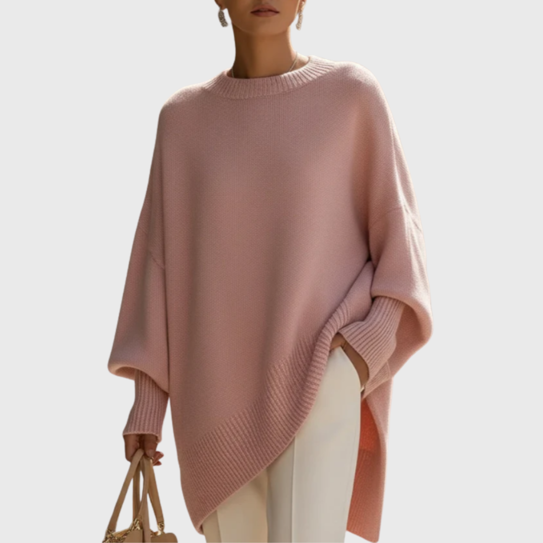 Livia - pulover poncho oversize, roz