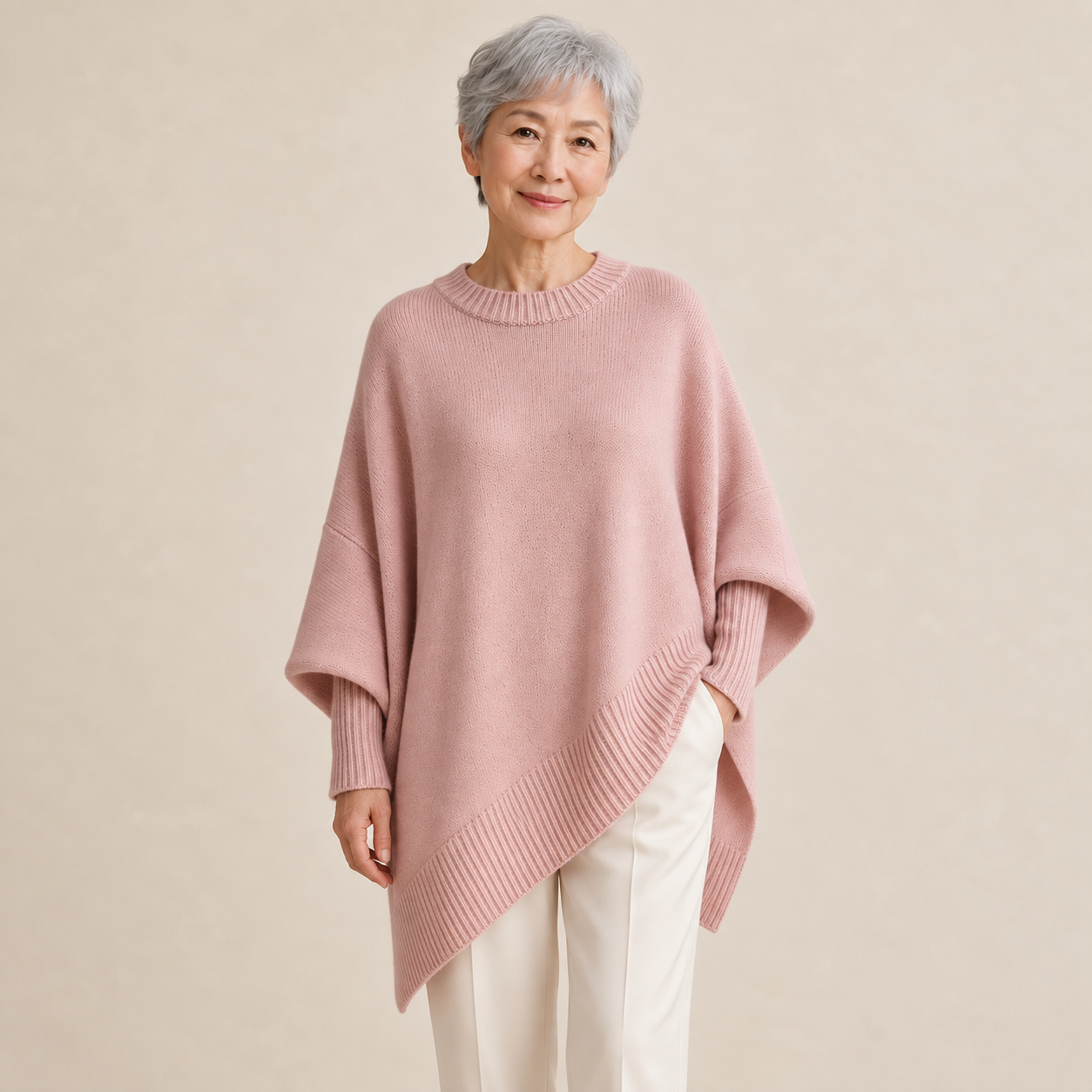 Livia – Oversize-Poncho-Pullover – Rosa