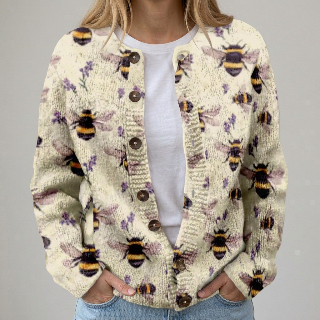 Sena – Strickjacke mit Herbstblumenmuster, Ansicht 1